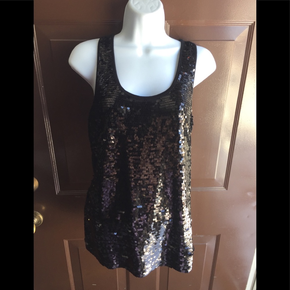 Forever 21 Sequin Tank Top Black